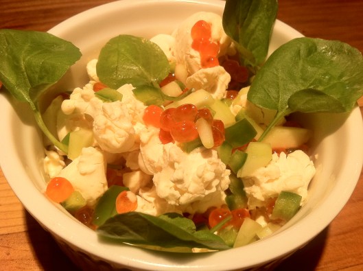 Popcorn Gelato with Salmon Roe