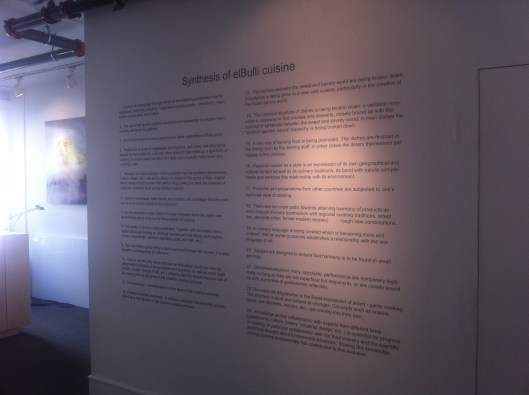 elBulli philosophy on the wall