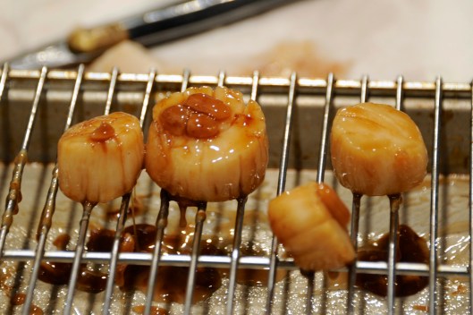 Scallops with a milk peanut soup glaze