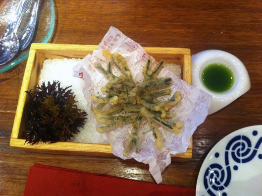 Codium tempura with its vinagrette jus Codium tempura with its vinagrette jus