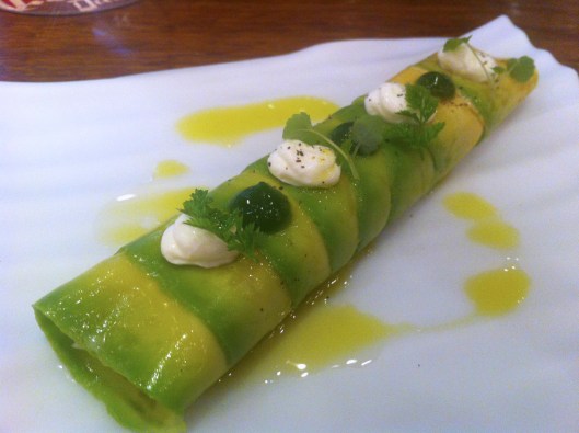 Avocado cannelloni with crab and romesco sauce Avocado cannelloni with crab and romesco sauce