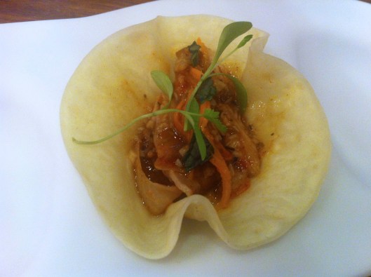 Rabbit "taco" in Salmorejo style Rabbit "taco" in Salmorejo style